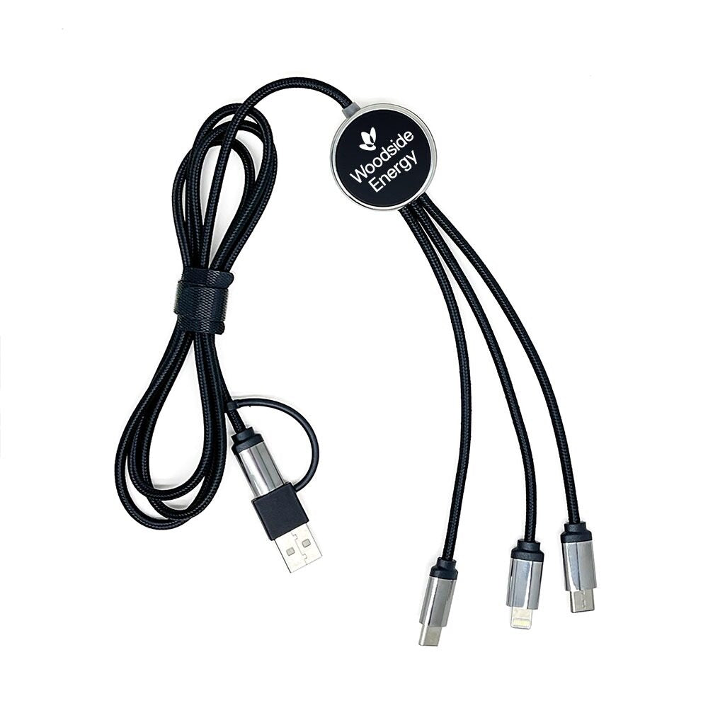 Illum 3-in-1 Light-Up Charging Cable with Dual Type C and Lightning Connector