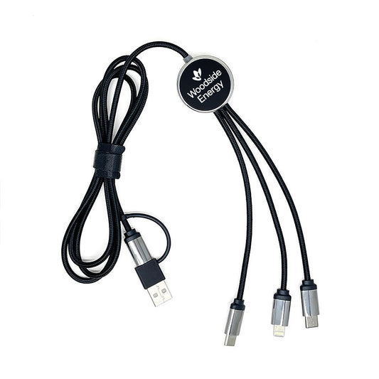 Illum 3-in-1 Light-Up Charging Cable with Dual Type C and Lightning Connector