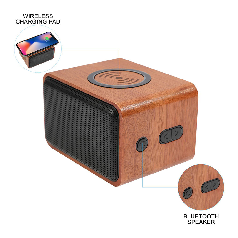 Wood Bluetooth Speaker with Wireless Charging Pad